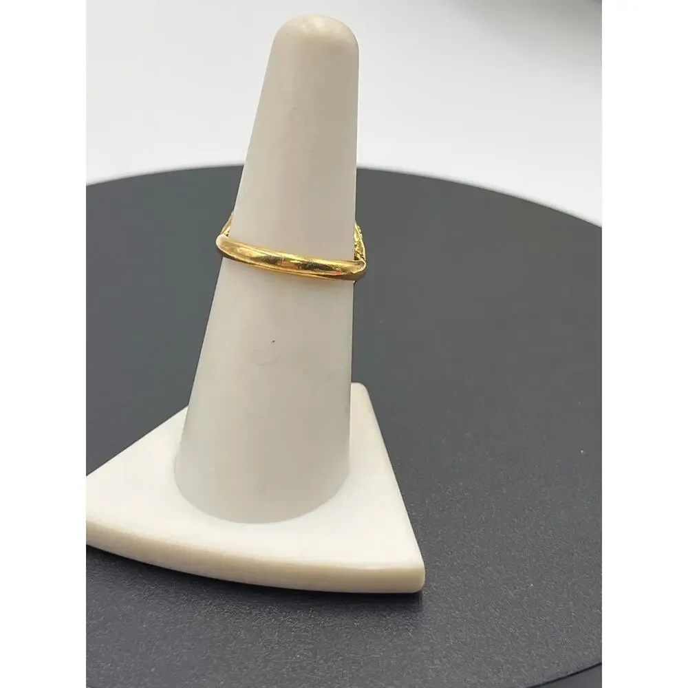 D'Orlan Style Vintage Gray Glass‎ Domed Cabochon Cocktail Ring Gold Plated Sz 7
